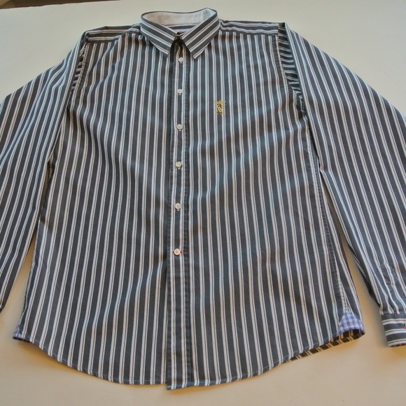 NWOT Vicomte A. Boy’s Striped Dress Shirt • Italian Cotton • Size Approx 12–14 - Picture 1 of 8